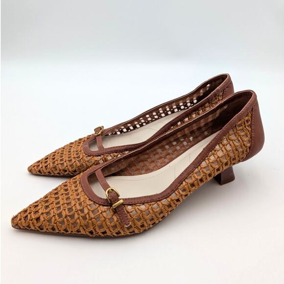 Franco Sarto Janessa Kitten Heel Pump Women's Wicker Brown Size US6M EU36 - Picture 1 of 12